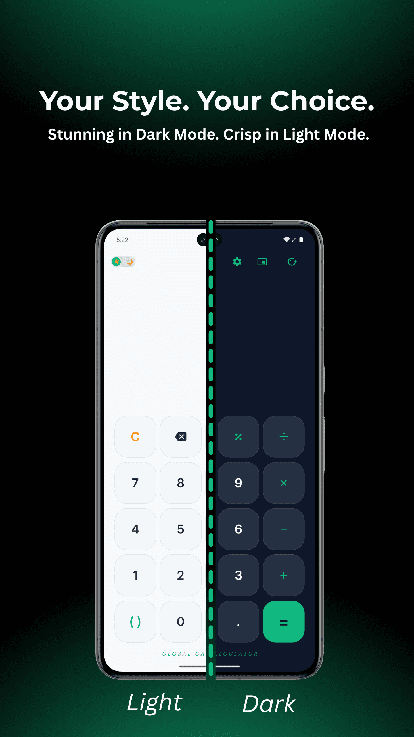Global Calculator — Light & Dark Theme